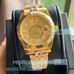 Copy Rolex Sky Dweller Mingzhu 42 Gold Jubilee Watches with Dual Time Zone